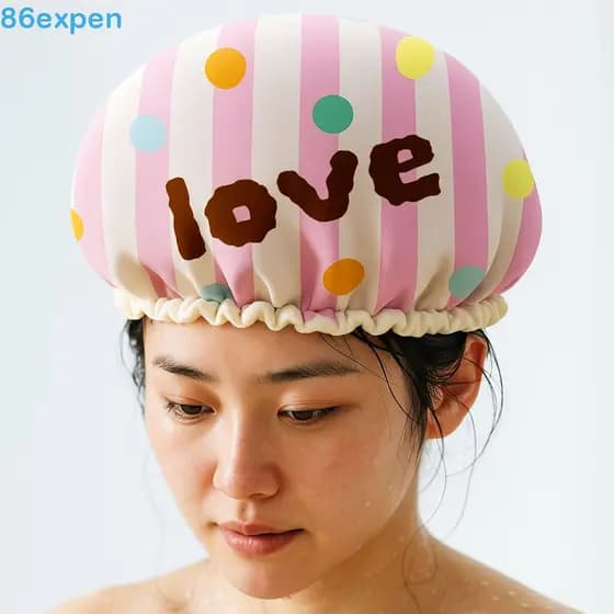 EXPEN1 2 Peças De Touca De Banho À Prova D'água , Com Faixa Elástica , Proteção Para Cabelo De Desenho Animado , Toucas
