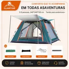Barraca De Acampamento Automatica Pop-up Tenda Camping Portátil 240x240cm Para 5 A 8 Pessoas Ar Livre