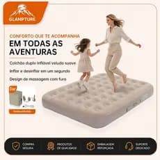 glampture Colchao Inflavel Casal Cama De Campanha Queen Com Bomba Eletrica Integrada Portatil Acampamento 200x150cm
