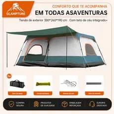 Barraca De Acampamento Familiar 8-10 Pessoas Tenda Camping Impermeavel Grande Portátil 380x260cm