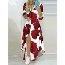 Vestido casual De Camisa Solta Manga Longa, na frente Com Botão vestido,vestidos de camisa para mulheres