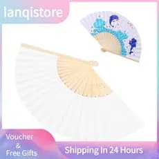 Lanqistore Diydeg leque de mão chinês 8 polegadas dobrável para pintura artesanato kung fu tai chi masculino feminino
