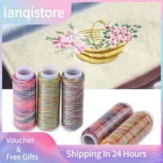 Lanqistore Conjunto de linha de bordar de poliéster variegado-5 carretéis costura multicolorida 110m/120 jardas para