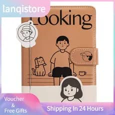 Lanqistore Caderno de recortes fofo tamanho A5 com capa de couro PU para mulheres e meninas (marrom)