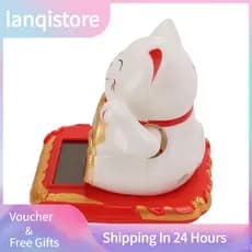 Lanqistore GLOGLOW Maneki Neko Plástico movido a energia solar Gato da sorte Riqueza Auspiciosidade Mini quarto carro