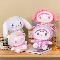 Boneca de Pelúcia Kuromi Licenciada Oficialmente pela Sanrio, Boneca Fofa My Melody, Elfo Floco de Neve, Cinnamoroll
