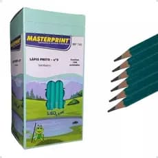 Lápis Preto Grafite Nº 2 Resina Masterprint Escrita Macia Alta Resistência Para Escola Escritório Desenho e Anotações