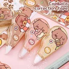 Mini Corretivo Capivara Kawaii Fita Corretiva fofo Compacta Secagem Instantânea Para Escola Escritório Planner e Estudos