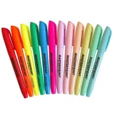 Kit 12 Marca Texto Master Print Cores Neon e Pastel Traço Marcante Para Estudos Escola Escritório e Planner