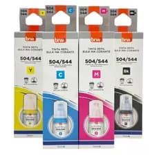 Kit 4 Refil Tinta BRW Compatível EcoTank 504 544 70ml Preto Ciano Magenta Amarelo Alta Qualidade Premium