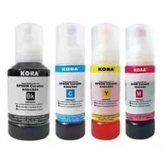 Kit 4 Tintas Corantes Kora Compatível EcoTank 504 544 Preto 127ml Ciano Magenta Amarelo 70ml Alta Qualidade