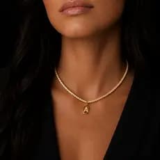 Colar Riviera Feminino com Pingente Letra Cravejado em Zircônias Premium Ouro 18K ou Ródio Branco
