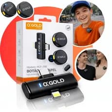 Microfone Sem Fio Lapela 2 em 1 AGOLD Lightning/Type-C