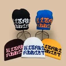 Frete Grátis Gorro Tricotado Letras Grafite H2JABT ADDICT Y2K Vintage Americano Unissex