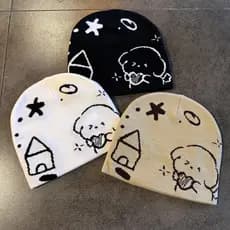Frete Grátis Gorro Tricotado Com Estampa De Cachorro Estilo Americano Inverno Unissex Chapéu Quente Casual Tamanho Único