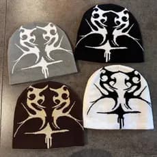 Frete Grátis Gorro Tricotado Totem Gótico Espinhos Y2K Vintage Americano Unissex