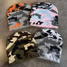Frete Grátis Gorro Tricotado Camuflagem Estilo Y2K Vintage Americano Unissex Inverno