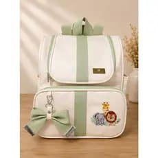 Mochila Maternidade Luxo Impermeável Bordada com Laço – Bolsa Bebê Completa