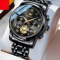 【Luz Noturna】Design Exclusivo Olysee Relógio de Quartzo Masculino/À Prova d'Água/Esqueleto