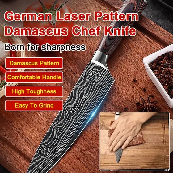【Material Durável】Cabo de Madeira/Faca de Chef 8"/Corte Eficiente