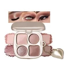 Paleta de sombras nude em tons frios, rosa e marrom, com espelho, paleta de sombras cintilantes de alta pigmentação para