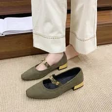 Pronto estoque novo estilo camurça Mary Jane sapatos confortáveis salto grosso salto alto 35-41