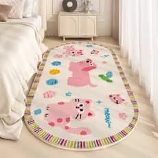 Ins Oval quarto cabeceira tapete luz luxo High-End tira longa imitação Cashmere tapete menina quarto crianças