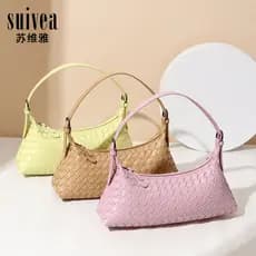 Saco Casual artesanal novo estilo saco de verão axilas trançado crescente vara saco tecer ombro moda única senhoras tece