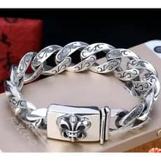 Pulseira pulseira prata 925 cubano pequeno homem dourado flor tailandesa Hop versão coreana pino pulseira Hip prata na m