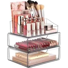 Organizador de maquiagem transparente de 3 camadas Vtopmart com gavetas, para armazenamento de maquiagem em penteadeiras