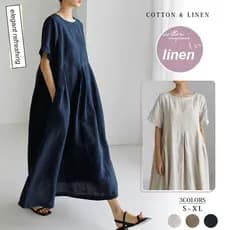 [Moda Verão]【Cool And Flowy】Vestido Feminino/Alto Cintura/Midi/Mangas Curtas/Casual/Estilo
