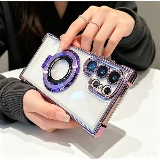 Poco X8 Pro Max Caso Xiaomi Poco X6 X7 Pro M8 F6 F7 F8 Pro C85 C75 Transparente Galvanizado Magnético Suporte Capa
