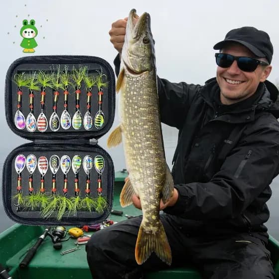 Iscas De Pesca Spinnerbait Com 16 Pacotes , Giratórias De Metal Duro , Armazenamento De EVA