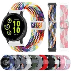 Pulseira De Nylon Trançada Elástica De 20 Mm 22 Para Garmin Vivoactive 5 4 3 Forerunner 55 245 645 255 265 Venu 3 2 2Plu