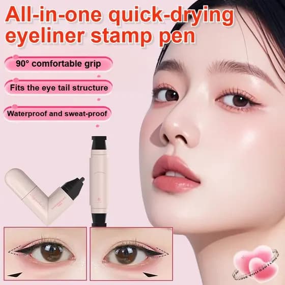 [Fácil Aplicação] [Praticidade Total] Eyeliner Stamp Pen/Caneta Delineadora/Caneta 2 em 1