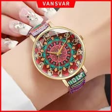 1PC Moda Casual Relógios Femininos Senhoras Vintage Impresso Pulseira Do Plutônio Analógico Relógio De Pulso De Quartzo