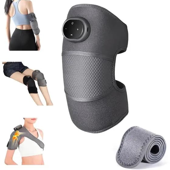 Massageador RejuvaKnee de Método Triplo com Calor, Vibração e Compressão, Design Portátil, Compatível com Suporte de Mob