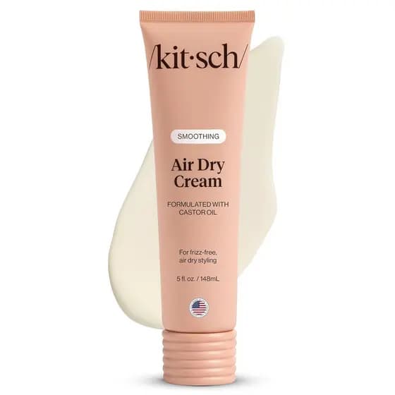 Kitsch Creme Alisante de Secagem ao Ar para Cabelo – Produto para Controle de Frizz com Óleo de Rícino e Óleo de Coco –