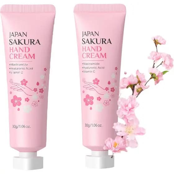 2 Unidades de Creme para Mãos com Flor de Cerejeira para Mãos Secas e Rachadas, Loção Hidratante em Tamanho Viagem, Hidr