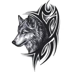 10 Imagens de Tatuagens Temporárias à Prova d'Água para Mulheres e Homens, Cabeça de Lobo, Adesivo Artístico para Braços