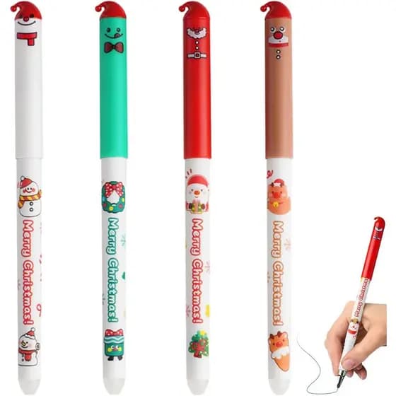 Conjunto de Canetas de Natal 2025 Caneta Esferográfica Apagável Canetas Gel Apagáveis Canetas de Natal Canetas com Tema