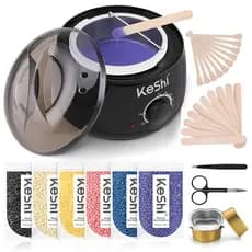 Kit de Depilação KeShi, Aquecedor de Cera Indolor para Remoção de Pelos com 6 Pacotes de Cera Sólida para Corpo Inteiro,