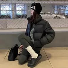 Jaqueta acolchoada curta feminina inverno novo estilo pequena jaqueta acolchoada moda jaqueta preta