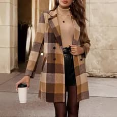 Casaco Blazer longo marrom feminino novo estilo