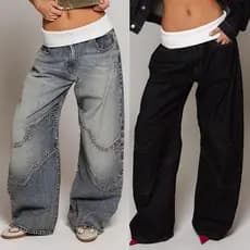 Novo estilo moda solta Jeans retos rua retrô