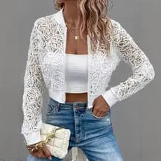 Top feminino novo estilo de renda curto Slim fit elegante