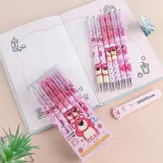 Conjunto De Canetas De Gel Apagáveis 3Pen + 20refil Cartoon Bear Press Tipo Caneta Apagável 0.5 Mm ST Pen Tip Azul Preto