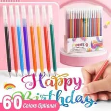 Conjunto De Canetas De Gel Brilhantes – 8/12/24/36/48/60 Tinta Coloridas , Ponta De 1.0 Mm , Alta Capacidade , Para Escr