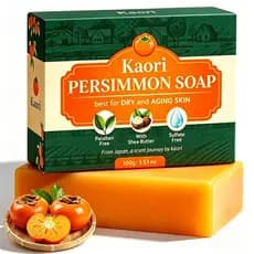 Sabonete Desodorizante de Caqui Kaori – Ideal para Pele Seca e Envelhecida, com Extrato de Caqui Japonês e Chá Verde, Sa
