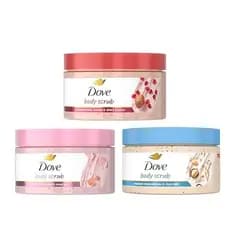 Pacote De Teste Dove Mixed Body Scub Com 3 Unidades Para Mulheres Pele Visivelmente Sedosa E Nutritiva 3.5 Onças